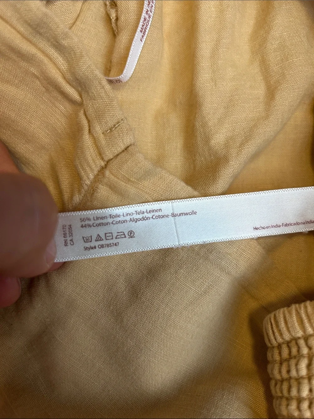 Free People Linen Blend Wide-Leg Pull-On Pants in Mustard Yellow size XS